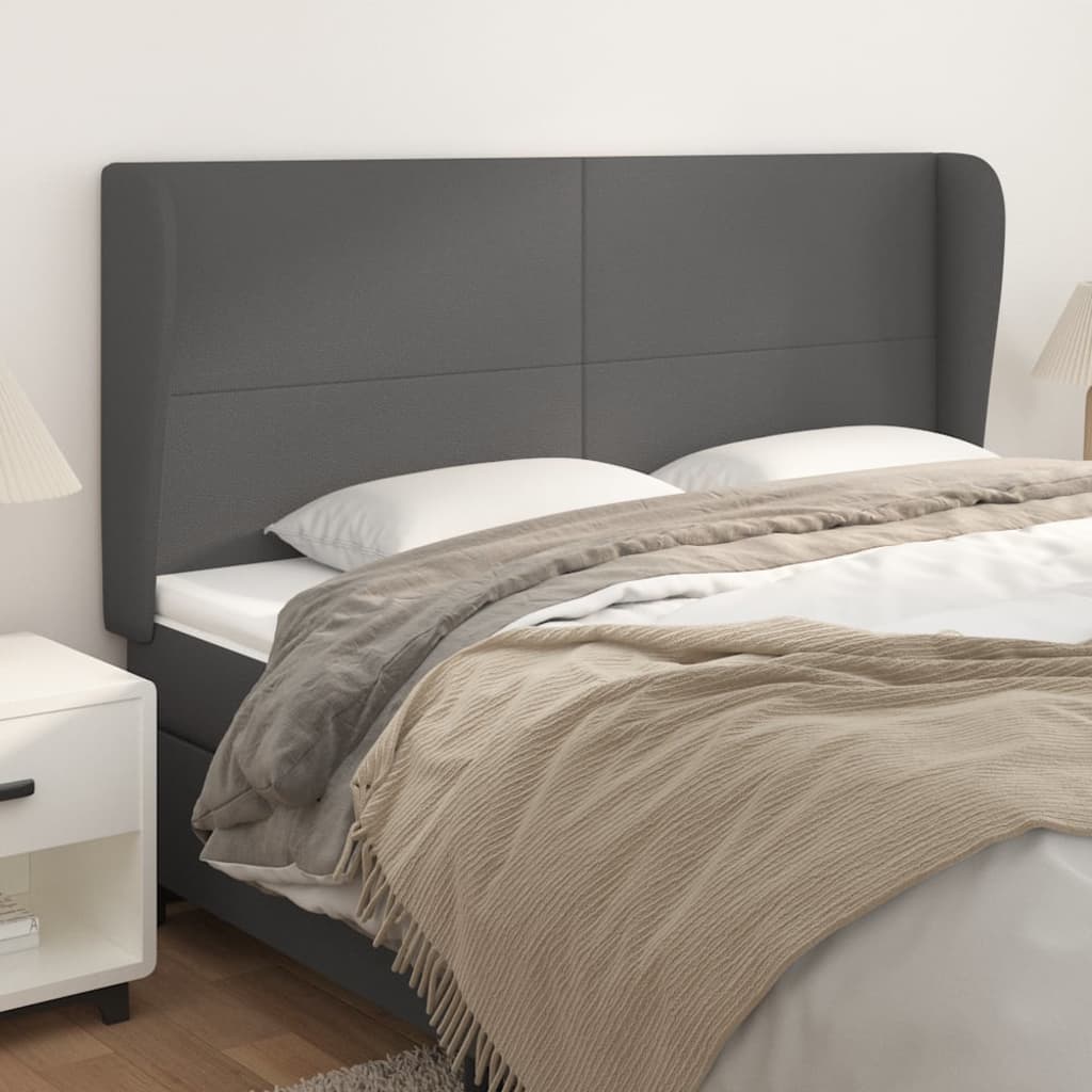 Kopfteil mit Ohren Creme 83x23x78/88 cm Kunstleder