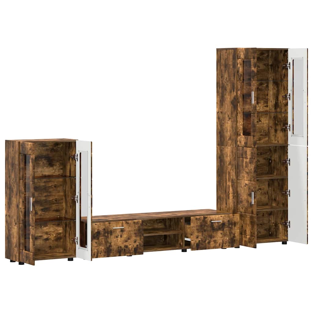 Highboard mit Regal FLORIN Weiß 60 x 35 x 182 cm Holzwerkstoff