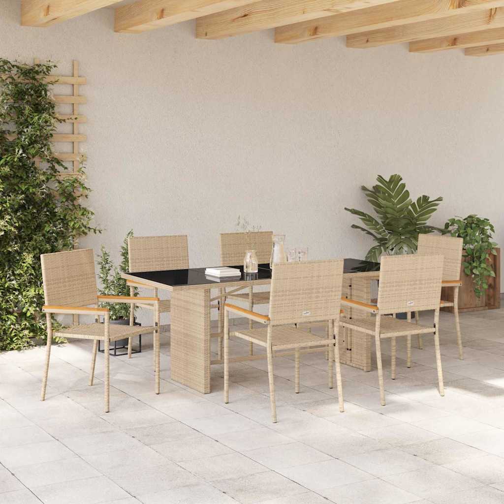 Garten Essgruppe 7 pcs Schwarz Poly-Rattan