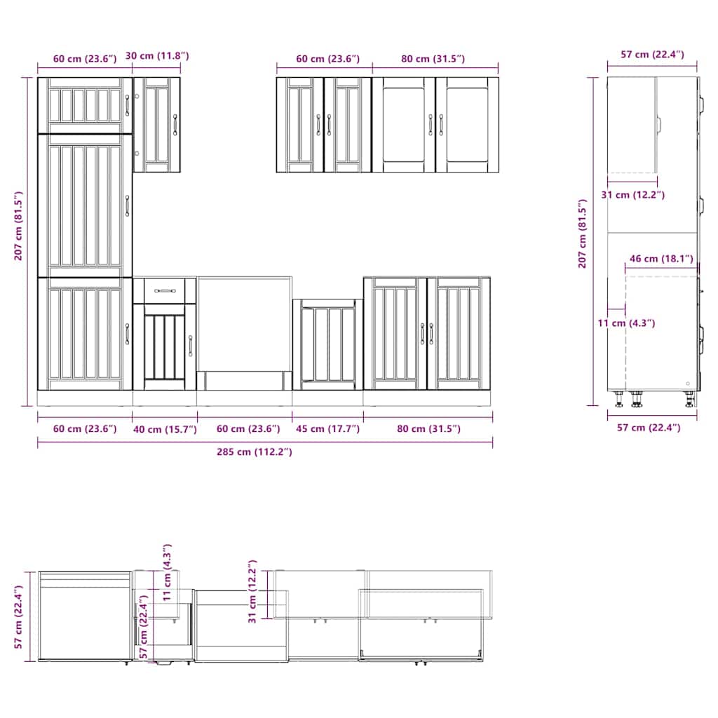 8-tlg. Küchenschrank-Set Lucca Weiß Holzwerkstoff