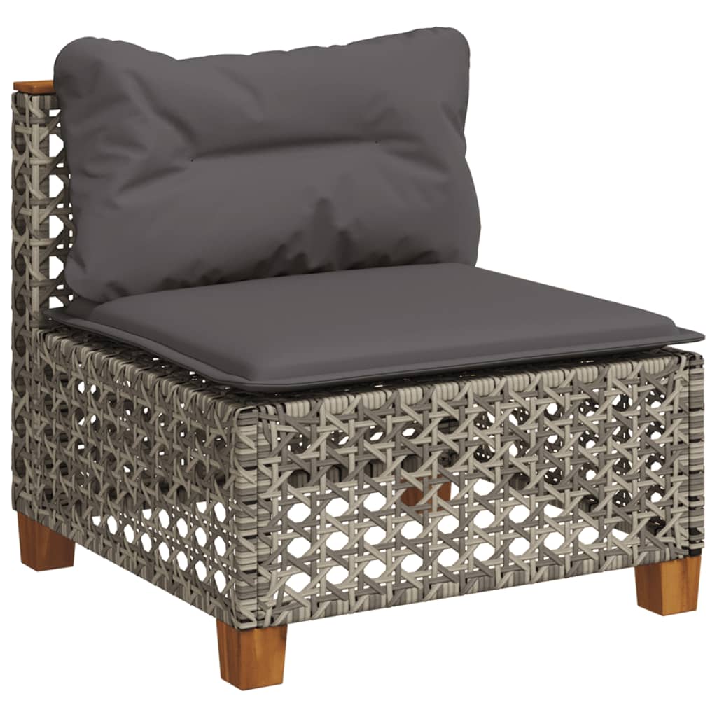 10-tlg. Garten-Sofagarnitur mit Kissen Beige Poly Rattan