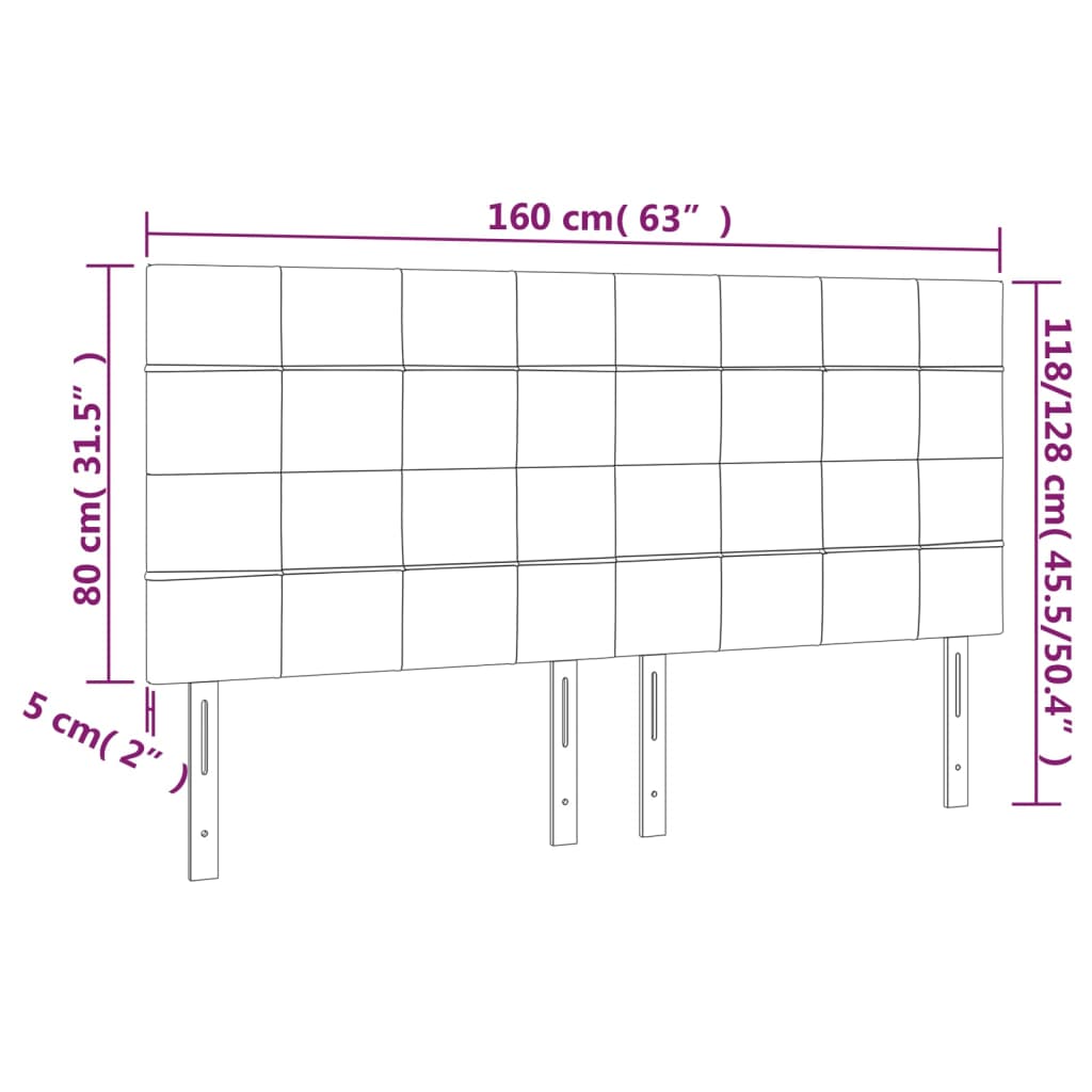 Kopfteil Hellgrau 80x5x118/128 cm Samt