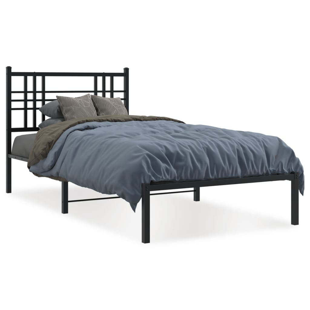 Bettgestell mit Kopf- und Fußteil Metall Schwarz 90x200 cm