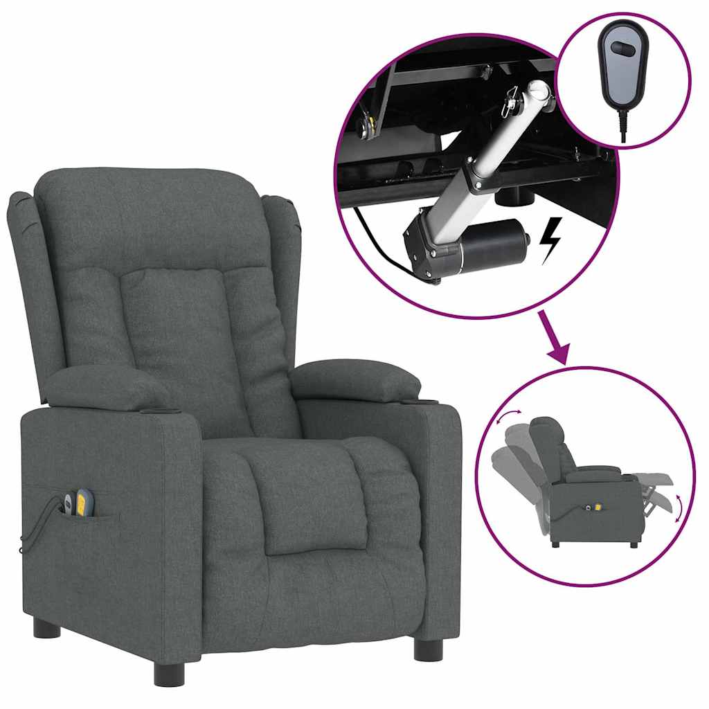 Massagesessel Elektrisch Hellgrau Stoff