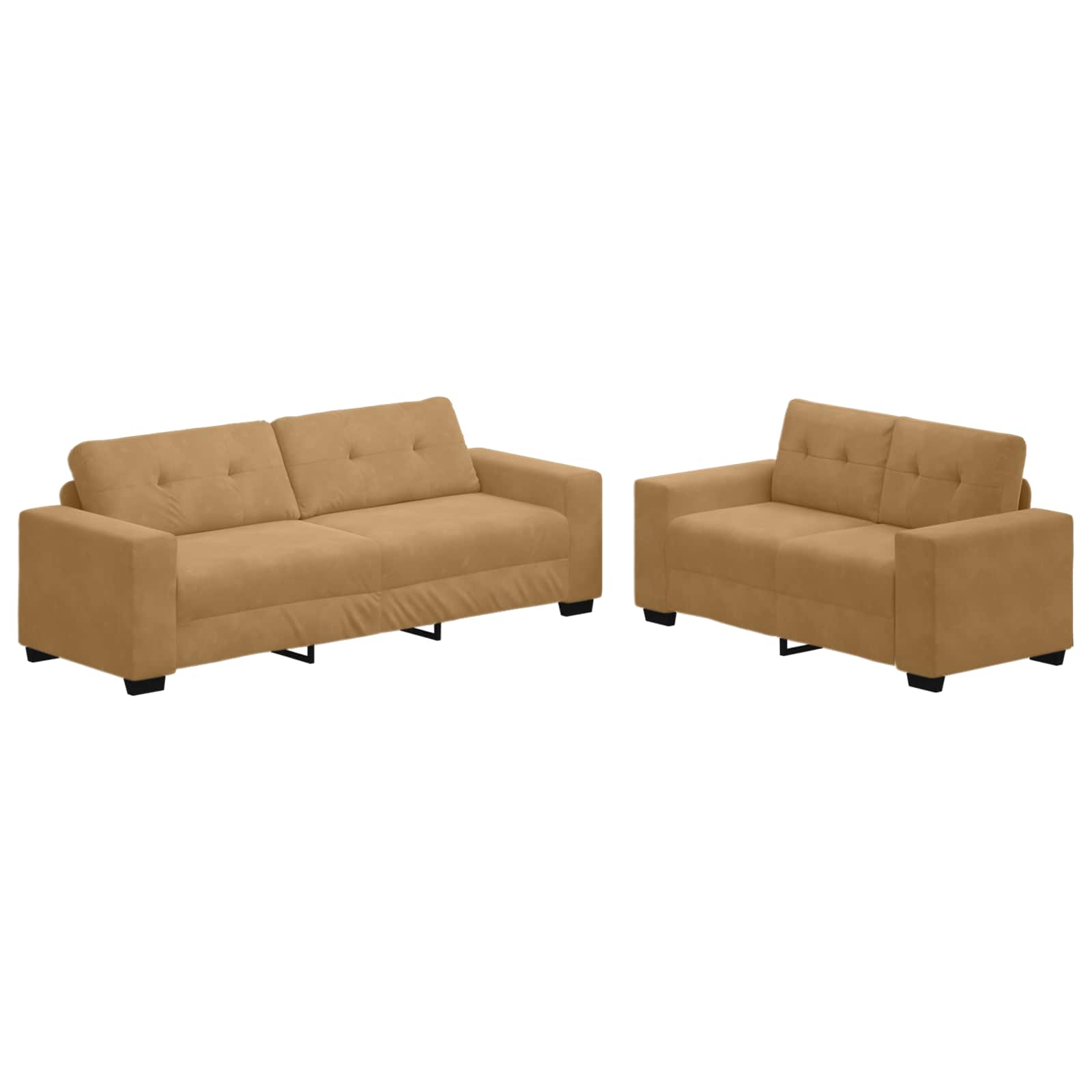 2-teiliges Sofa-Set mit Kissen, hellgrauer Samt