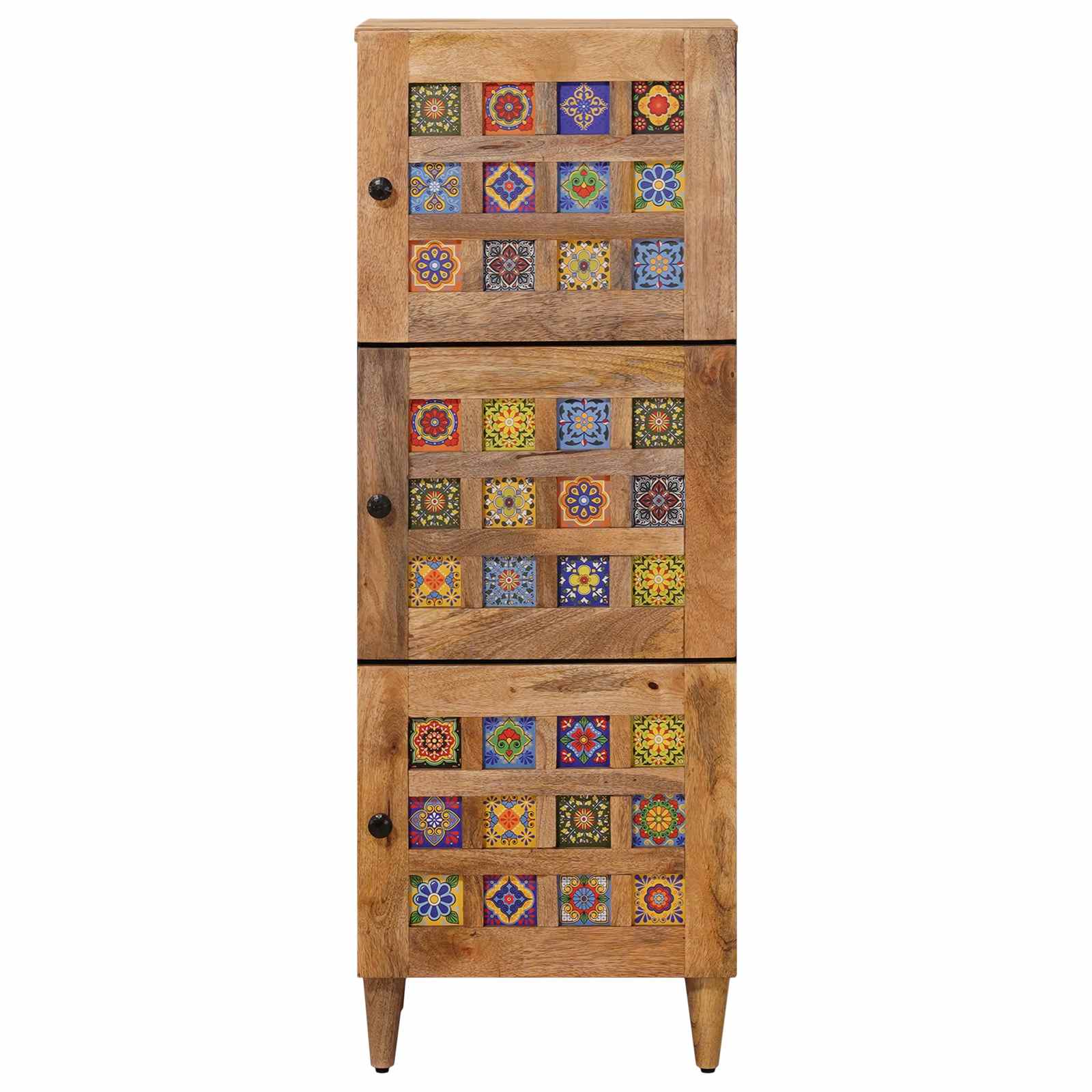 Highboard mit Tür Walnuss 40 x 33 x 110 cm Massivholz Mango