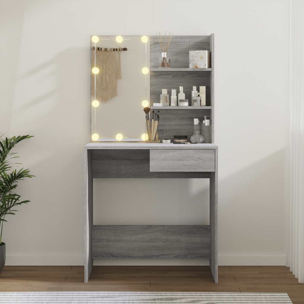 Schminktisch mit LED Weiß 74,5x40x141 cm