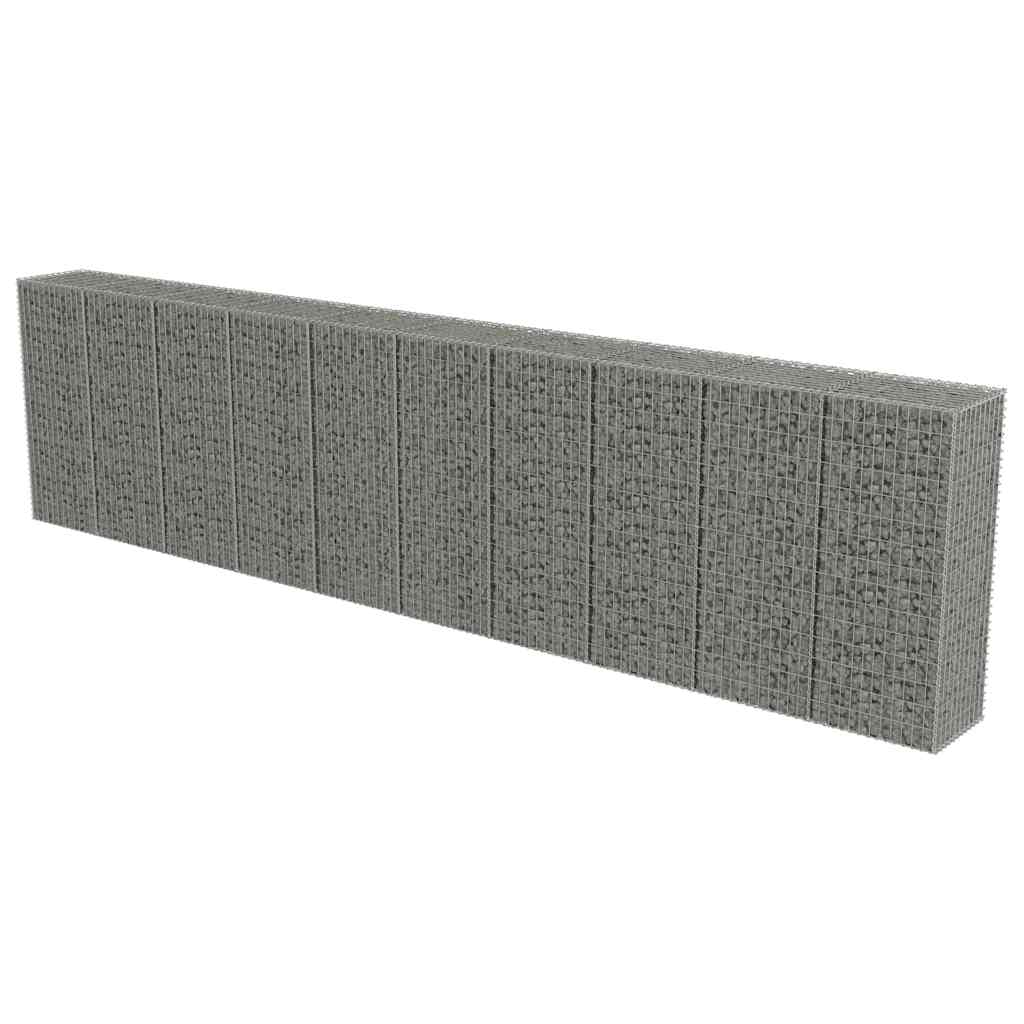 Gabionenwand mit Abdeckung Verzinkter Stahl 20×20×100 cm