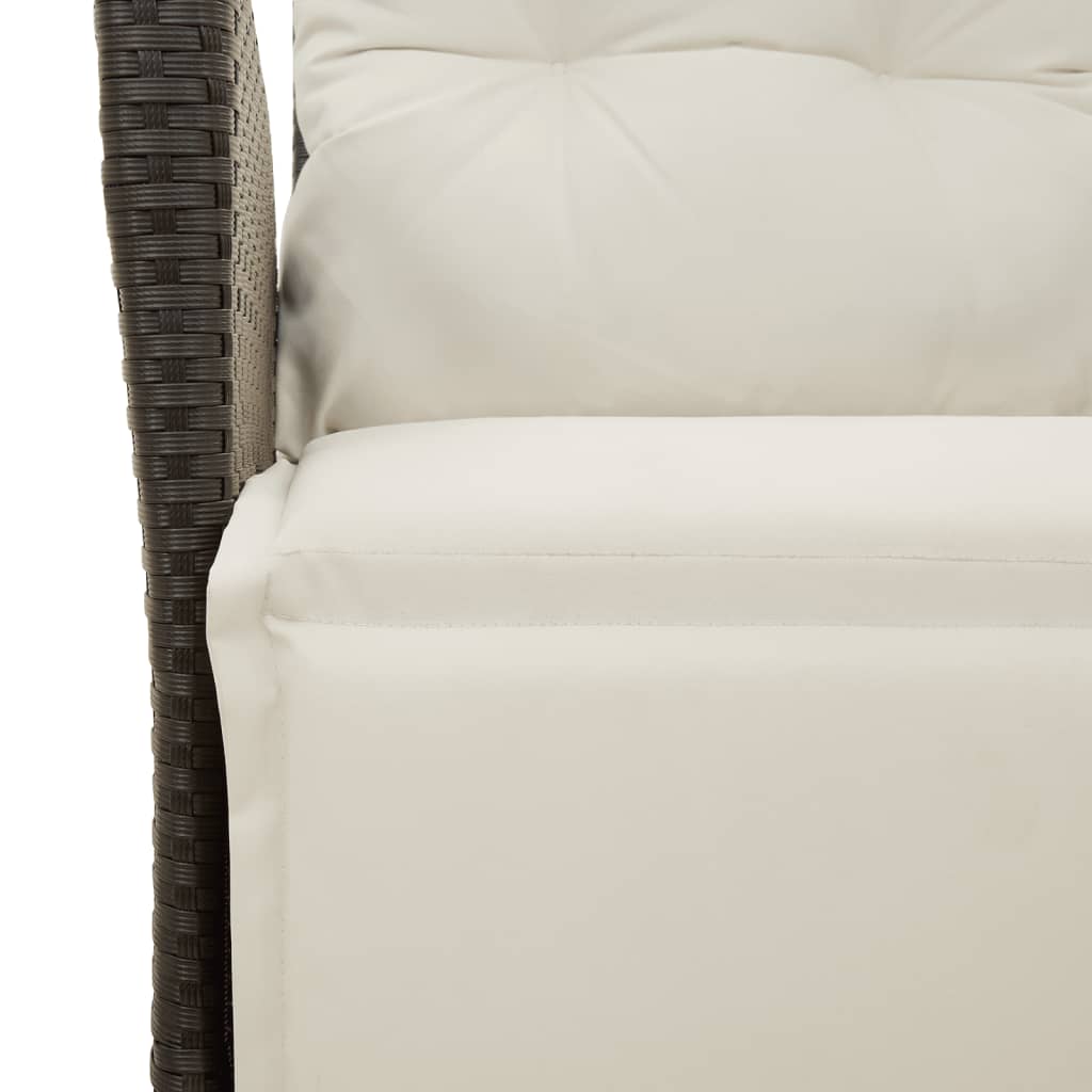 Gartensessel Verstellbar mit Kissen Schwarz Poly Rattan