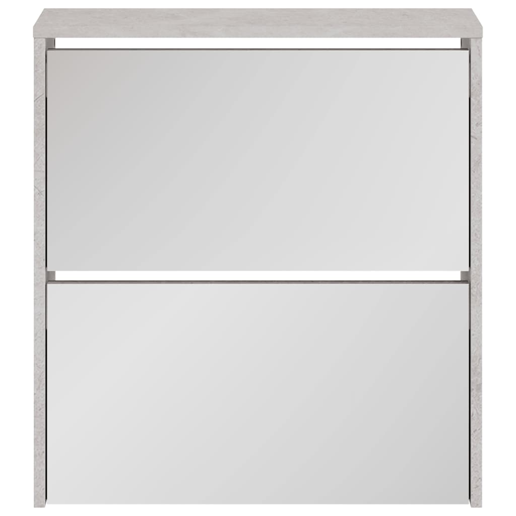 Schuhschrank mit 2 Fächern Spiegel Eiche-Optik 63x17x67 cm