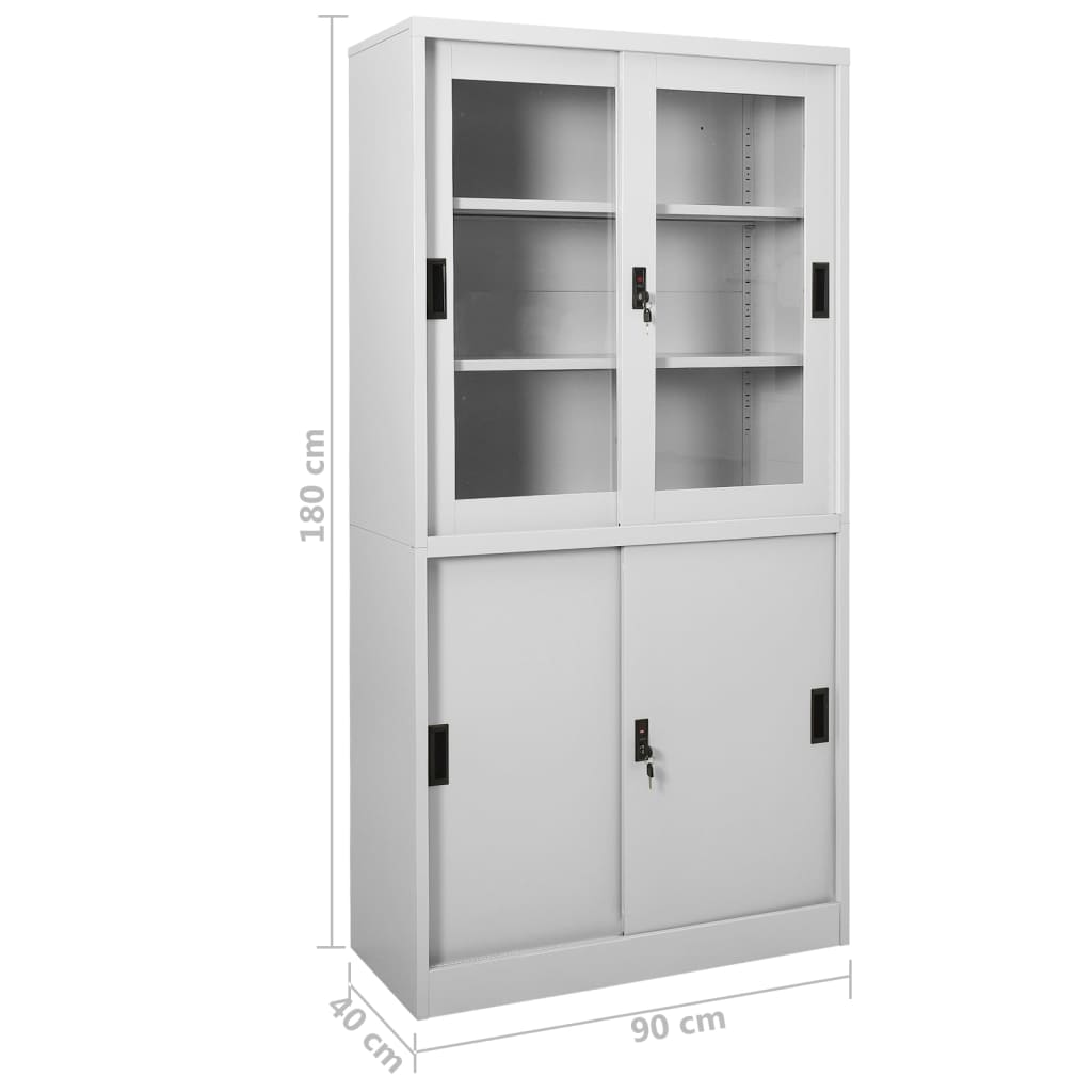 Büroschrank mit Schiebetüren Weiß 90x40x180 cm Stahl