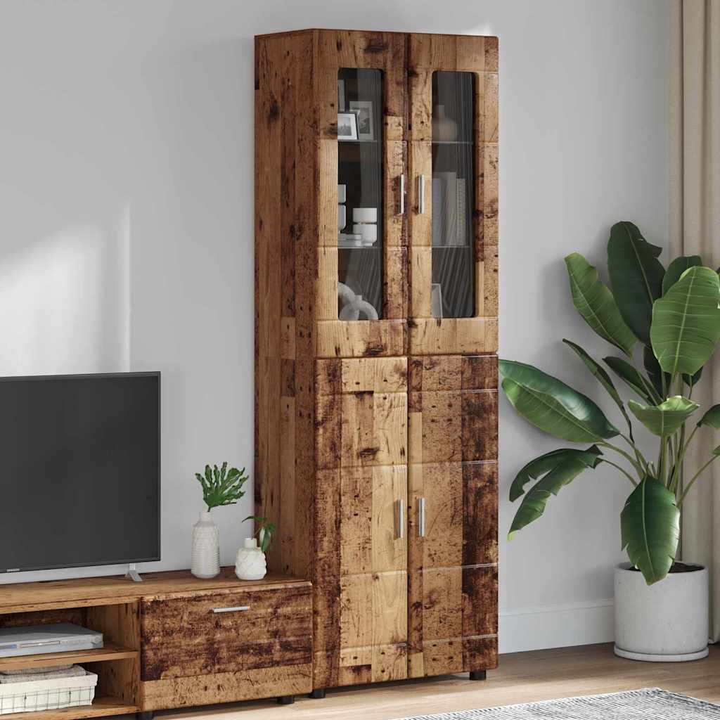 Highboard mit Regal FLORIN Weiß 60 x 35 x 182 cm Holzwerkstoff
