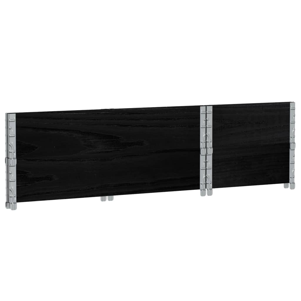 Paletten-Aufsatzrahmen Schwarz 80x60 cm Massivholz Kiefer