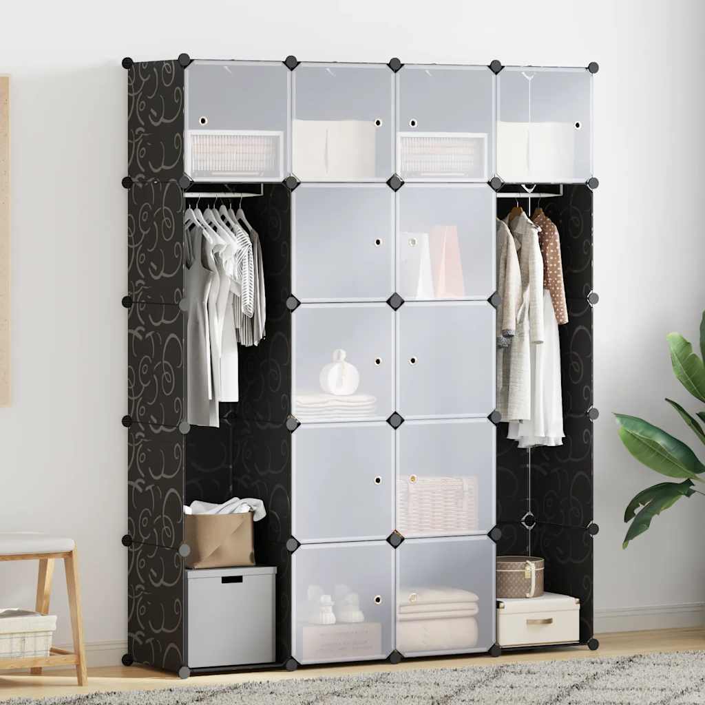 Modularer Schrank mit 9 Fächern 109x36,5x143cm Schwarz und Weiß