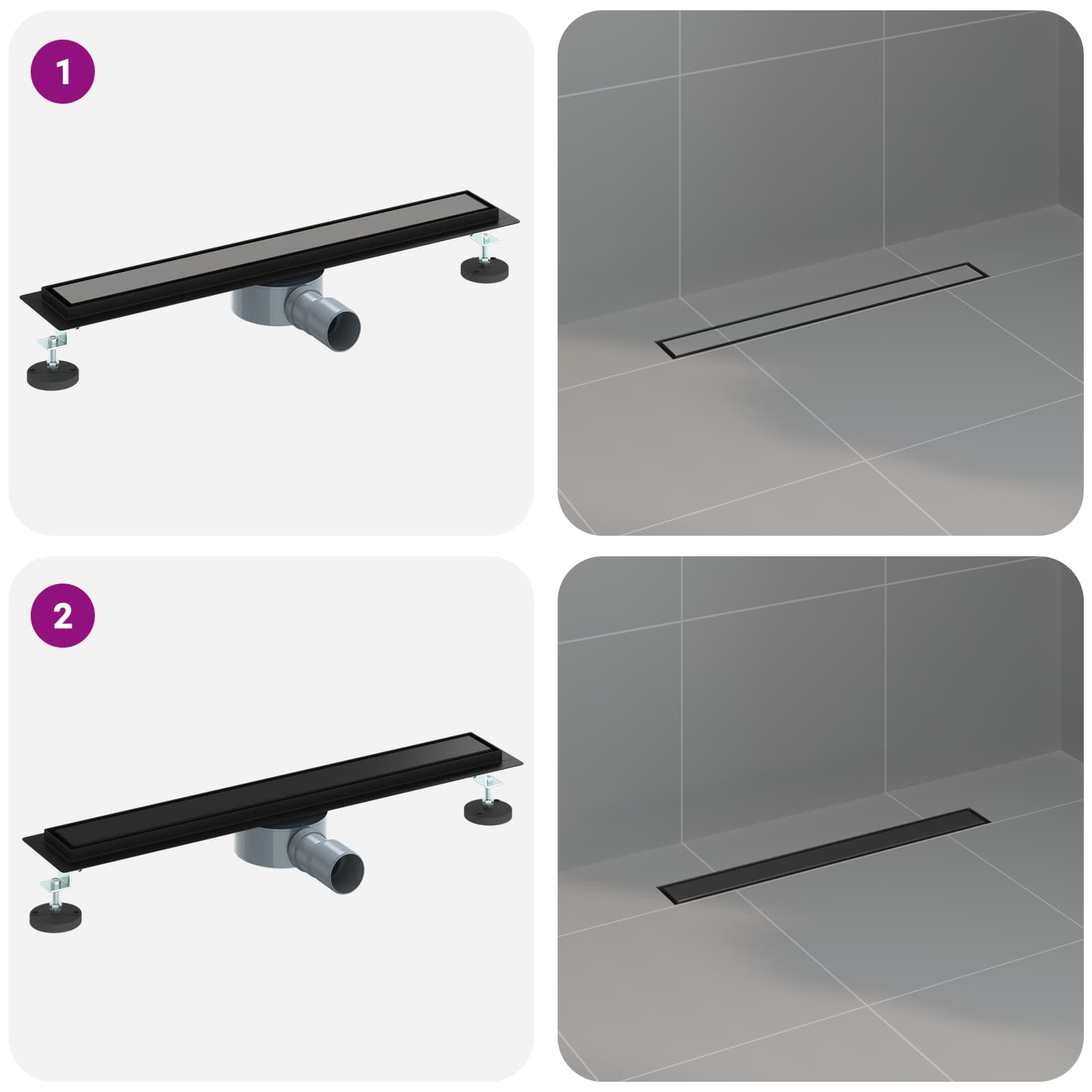 Duschablauf 2-in-1 mit 360° Siphon Silber 54 x 11 x 9,5 cm