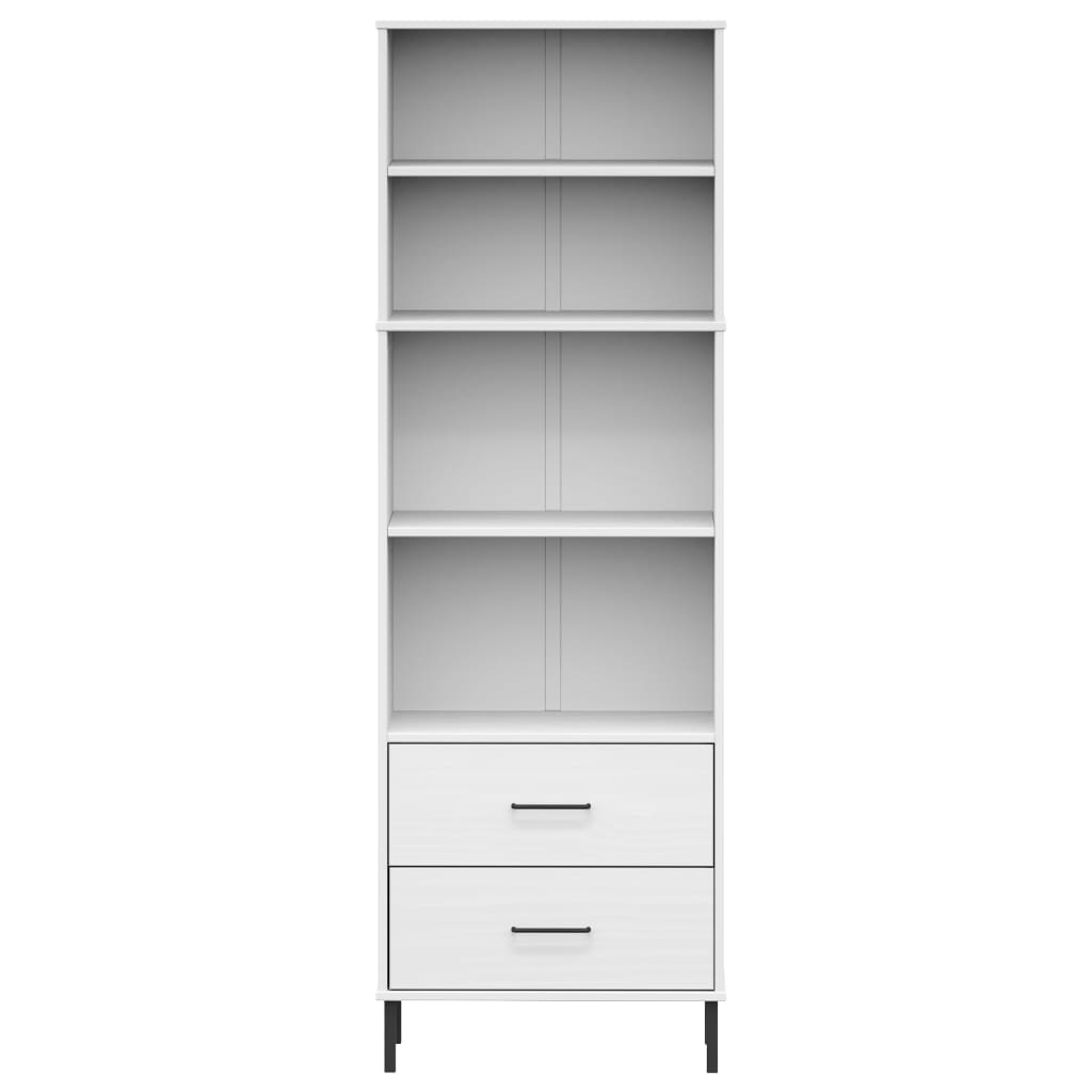 Bücherregal OSLO mit 2 Schubladen Braun 60x35x180 cm Massivholz