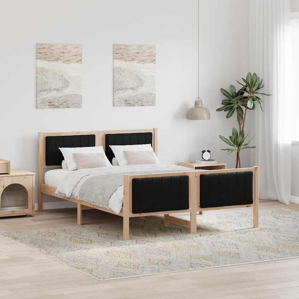 Bettgestell Braun und hellgrau 200 x 200 cm Massivholz Kiefer