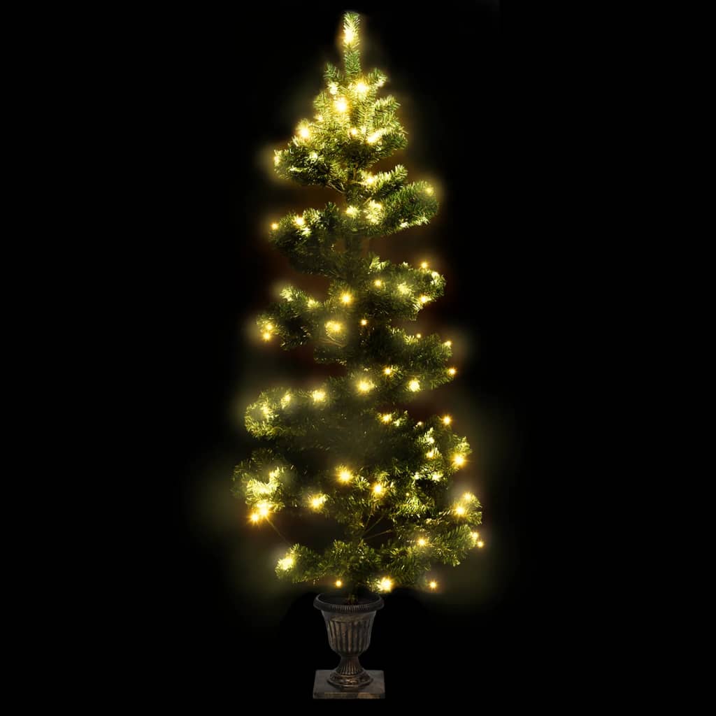 Spiral-Weihnachtsbaum mit Beleuchtung und Ständer Weiß 180 cm