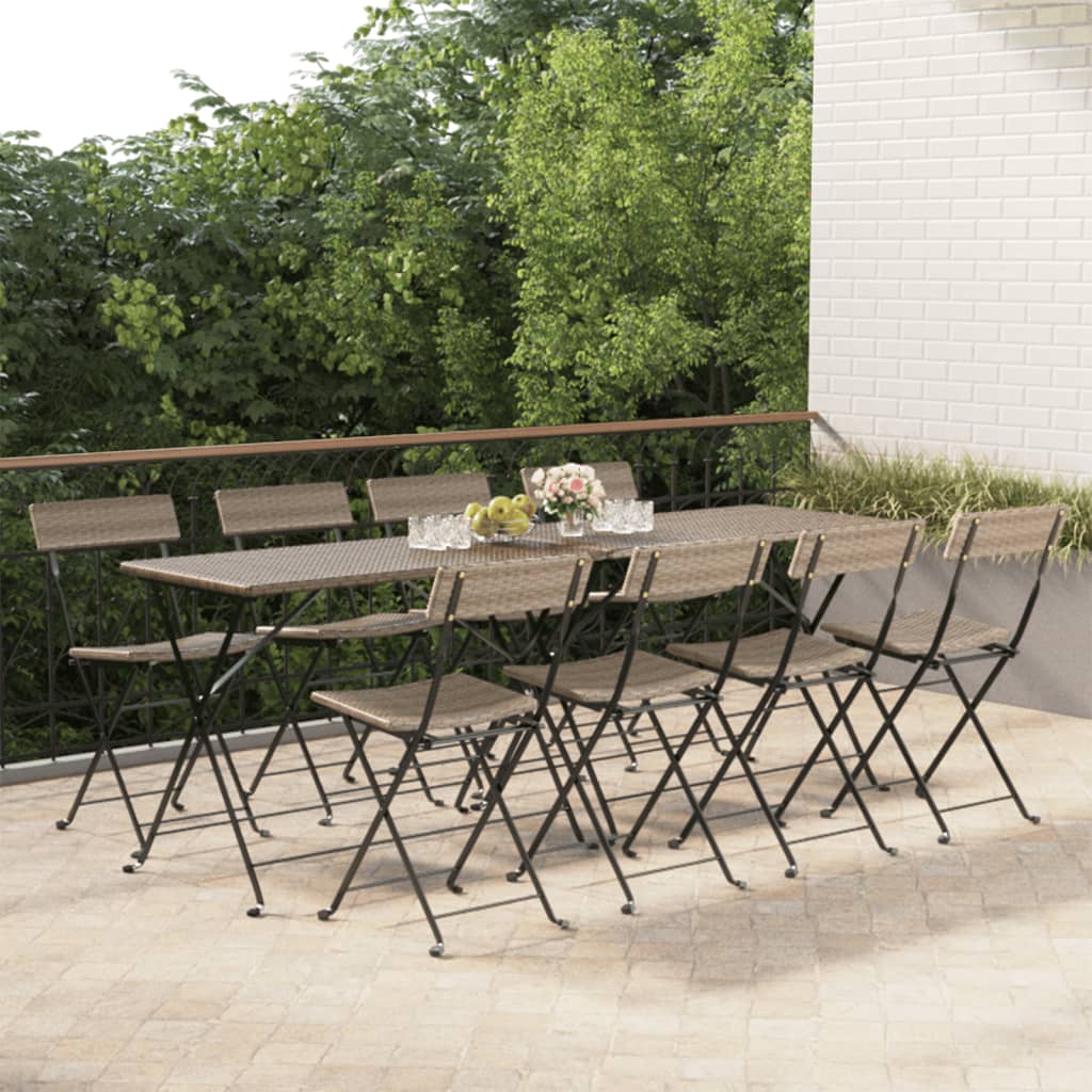 Bistrostühle 4 Stk. Klappbar Schwarz Poly Rattan und Stahl