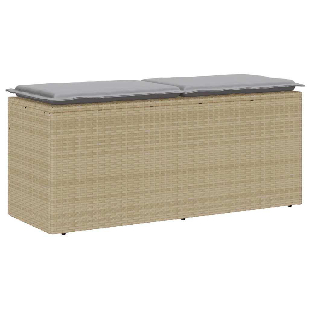 Gartenbank mit Kissen Schwarz 110x40x44 cm Poly Rattan