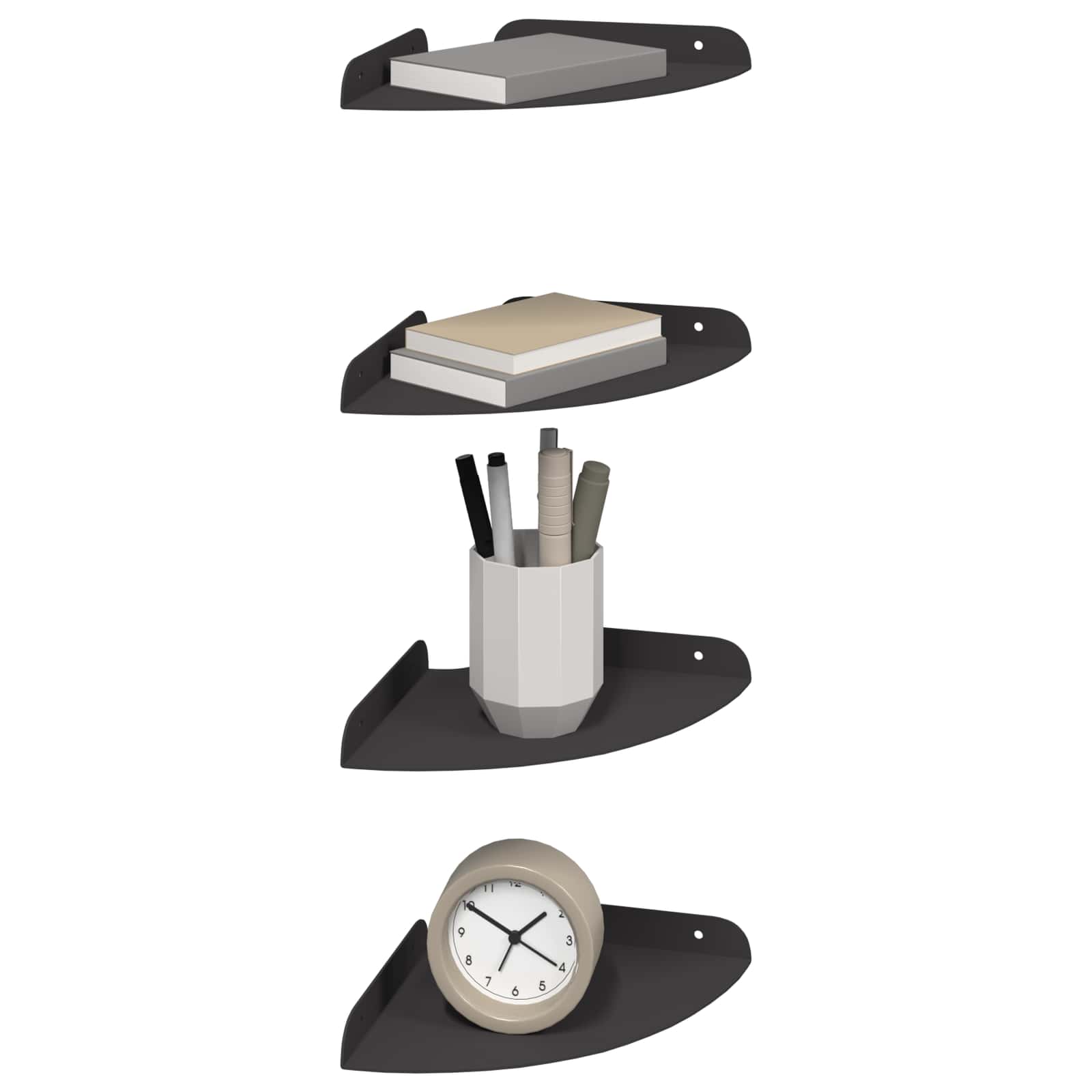 Schwebendes Regal mit Regal 2 pcs Schwarz 15 x 15 x 2 cm