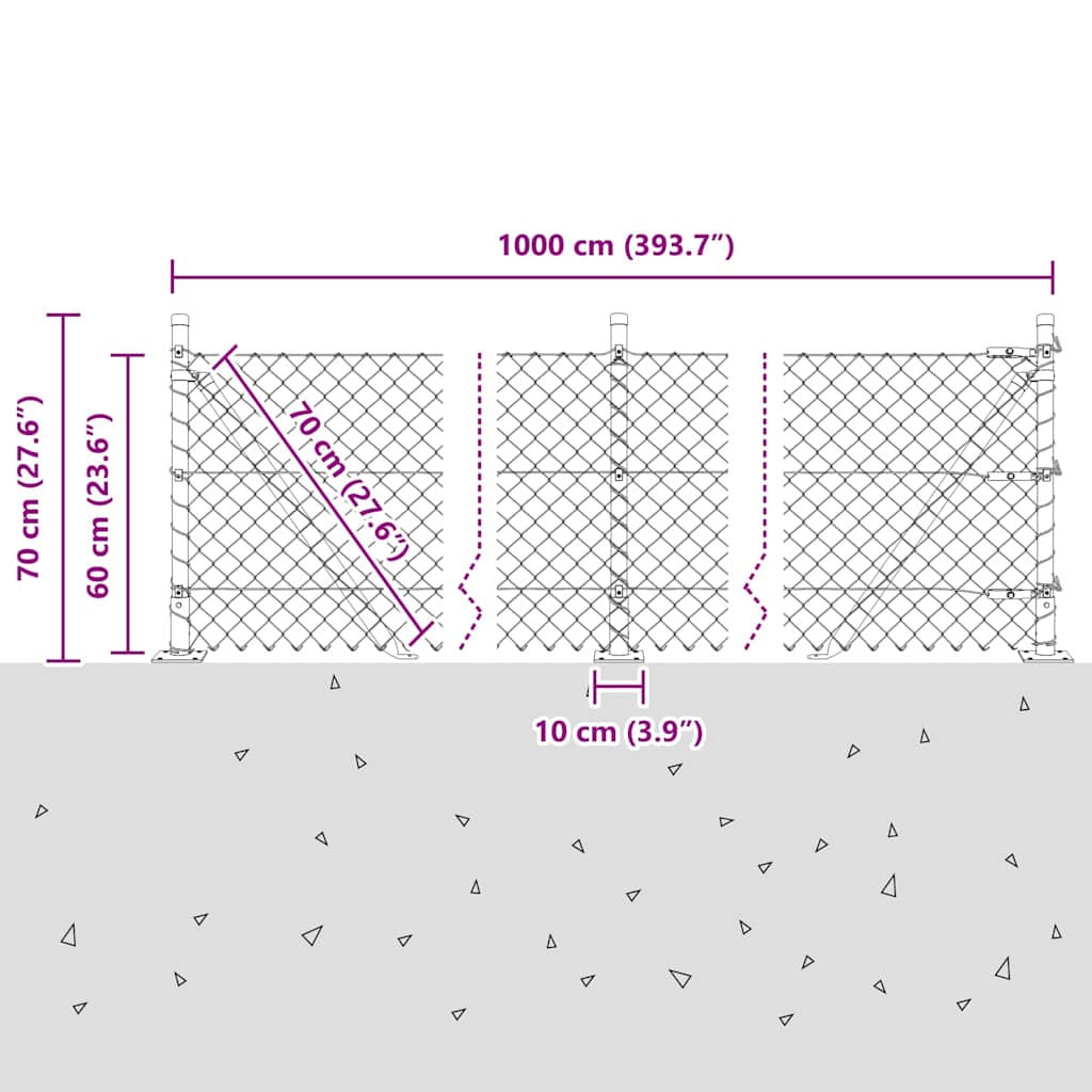 Outdoor Kettenglied-Zaun Erdfixierung 10 x 0,4 m Grün Netz