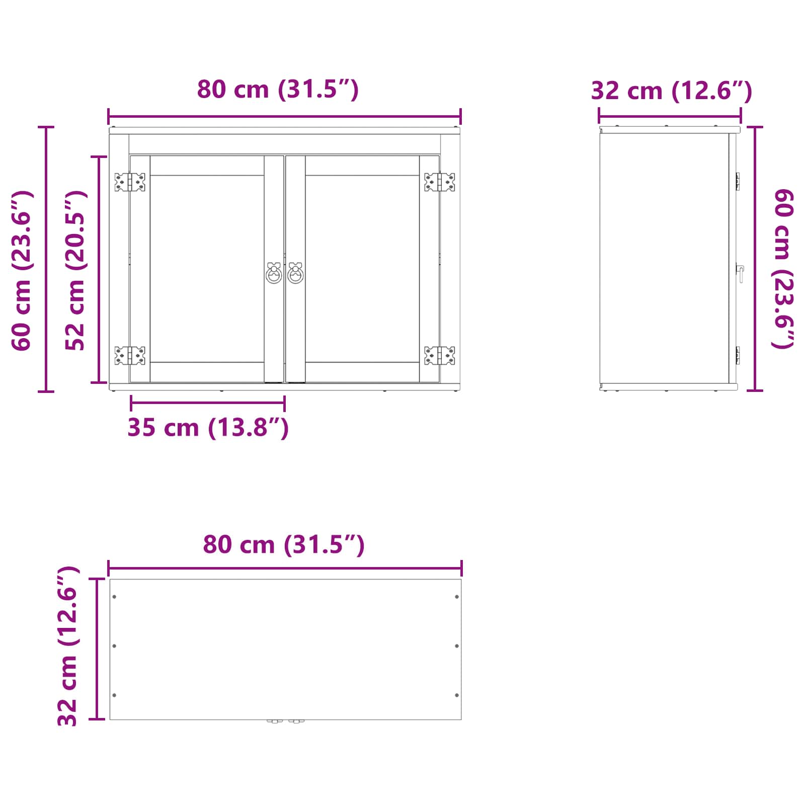 Schrank SKI Honigbraun 60 x 46 x 81,5 cm Massives Kiefernholz