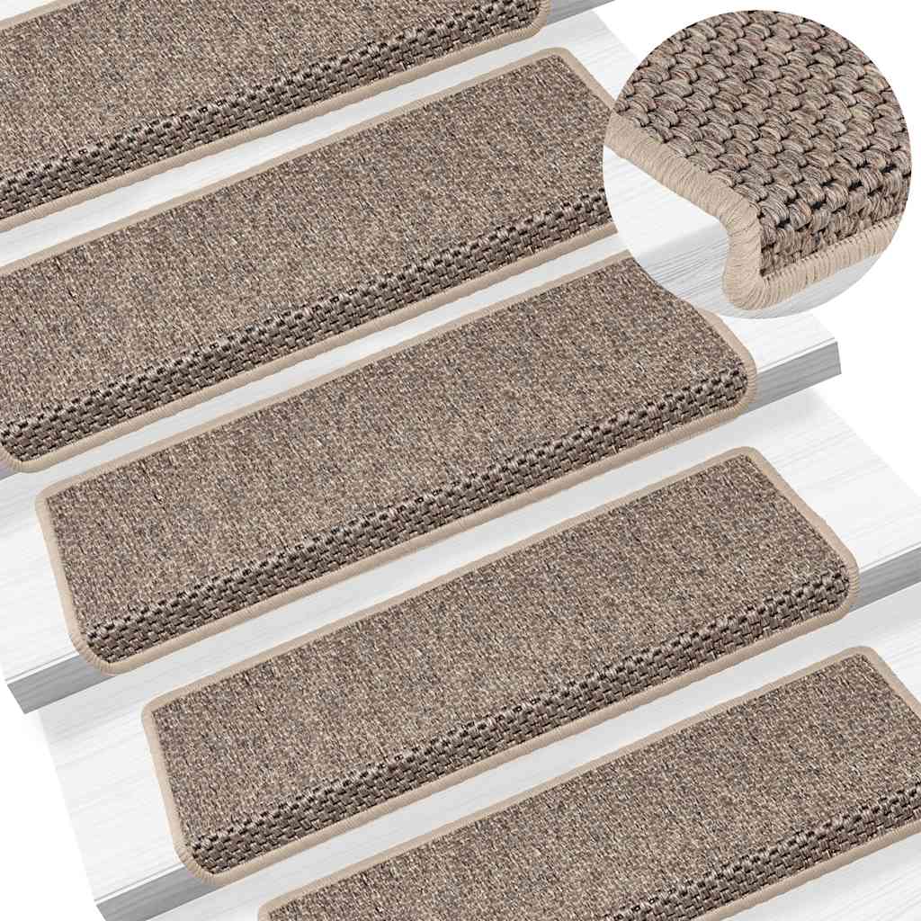 Treppenmatten Selbstklebend Sisal-Look 15 Stk. 65x21x4 Platina