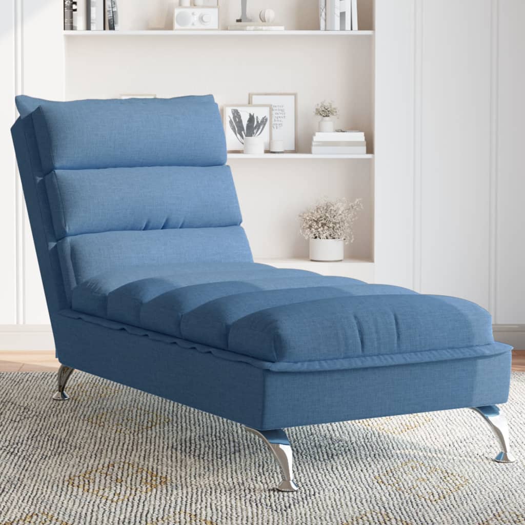 Chaiselongue mit Kissen Hellgrau Stoff