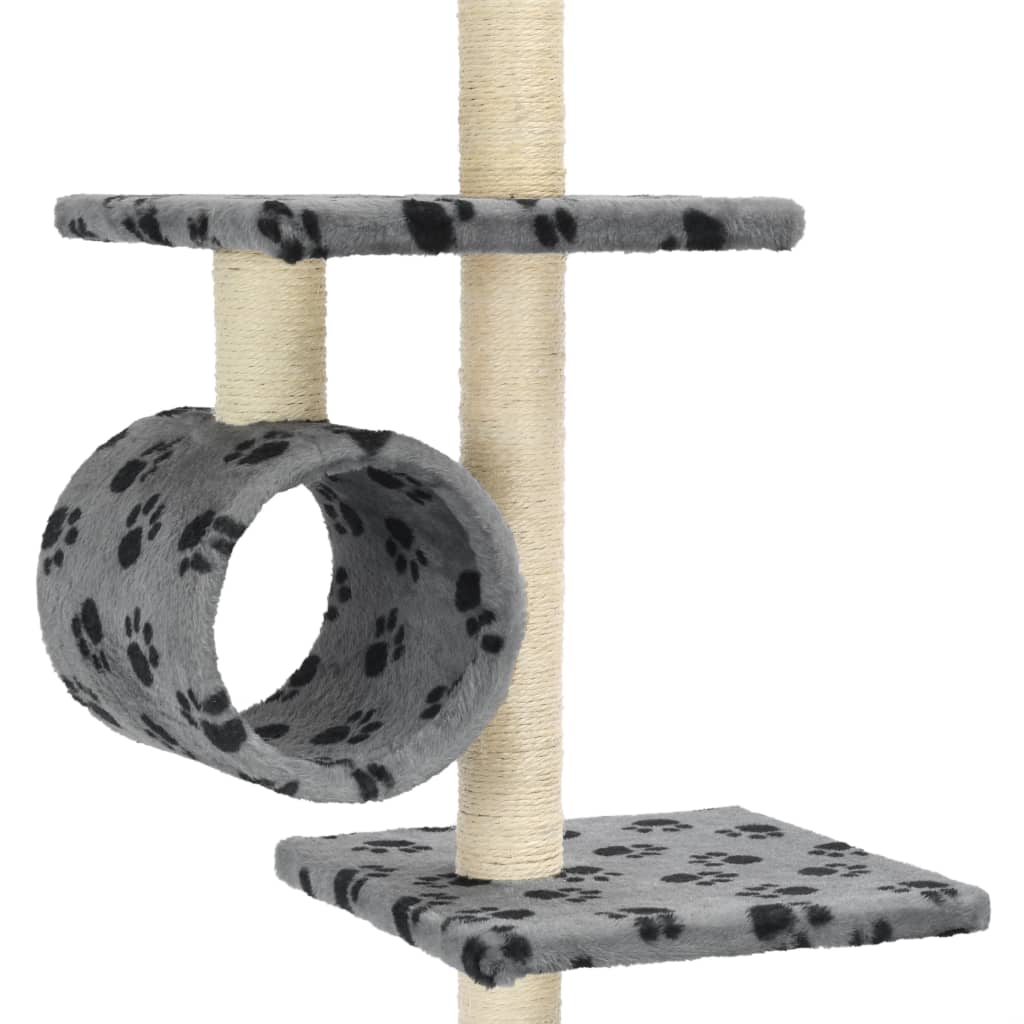 Katzenbaum mit Sisal-Kratzsäulen 260 cm Grau
