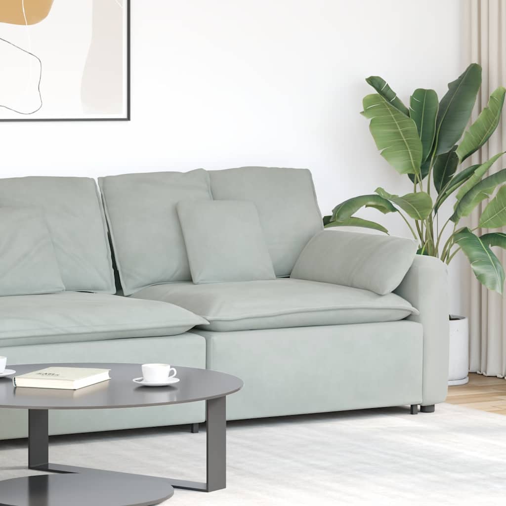 Modulares Sofa Endmodul mit Armlehne Kissen Blau 100 cm