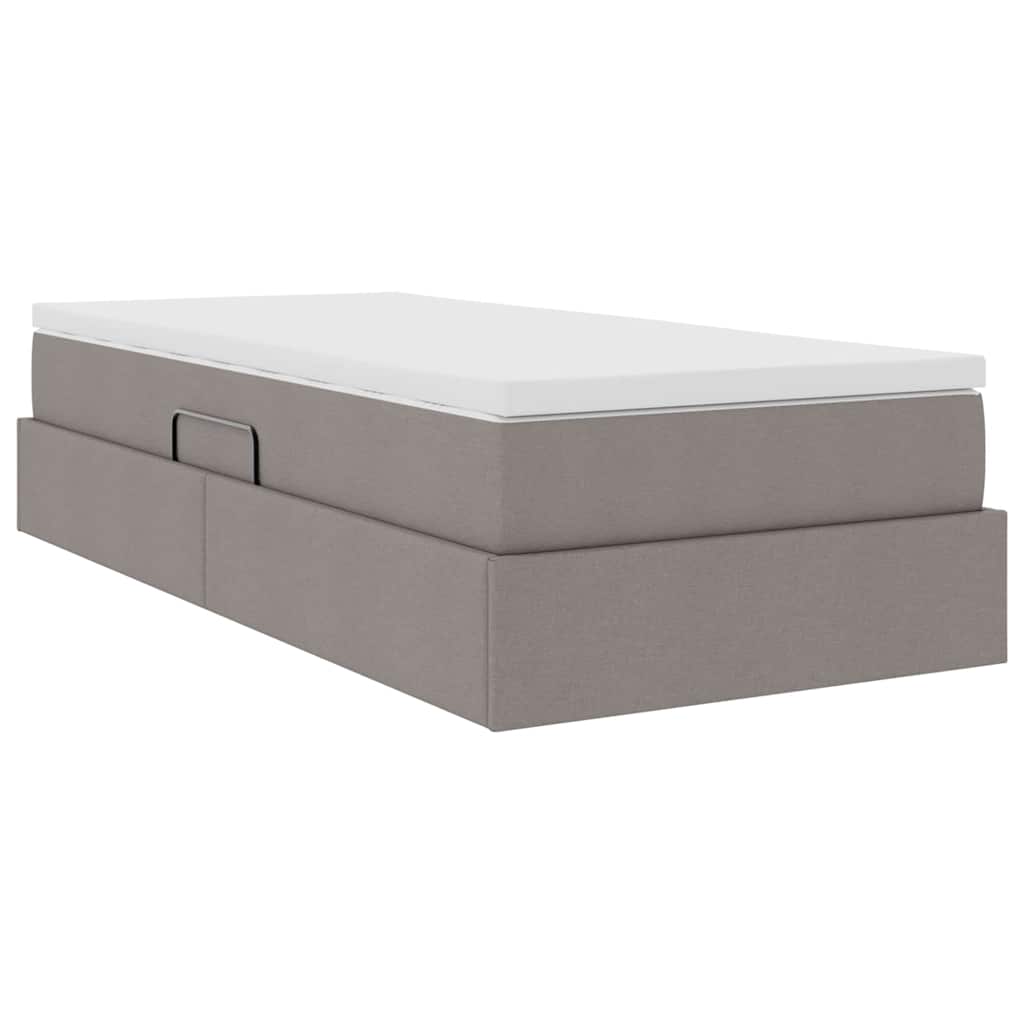 Aufbewahrungsbett mit Matratze Hellgrau 90 x 190 cm Polyester