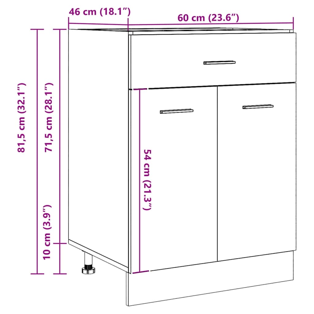 Unterschrank Lyon Weiß 60x46x81,5 cm Holzwerkstoff