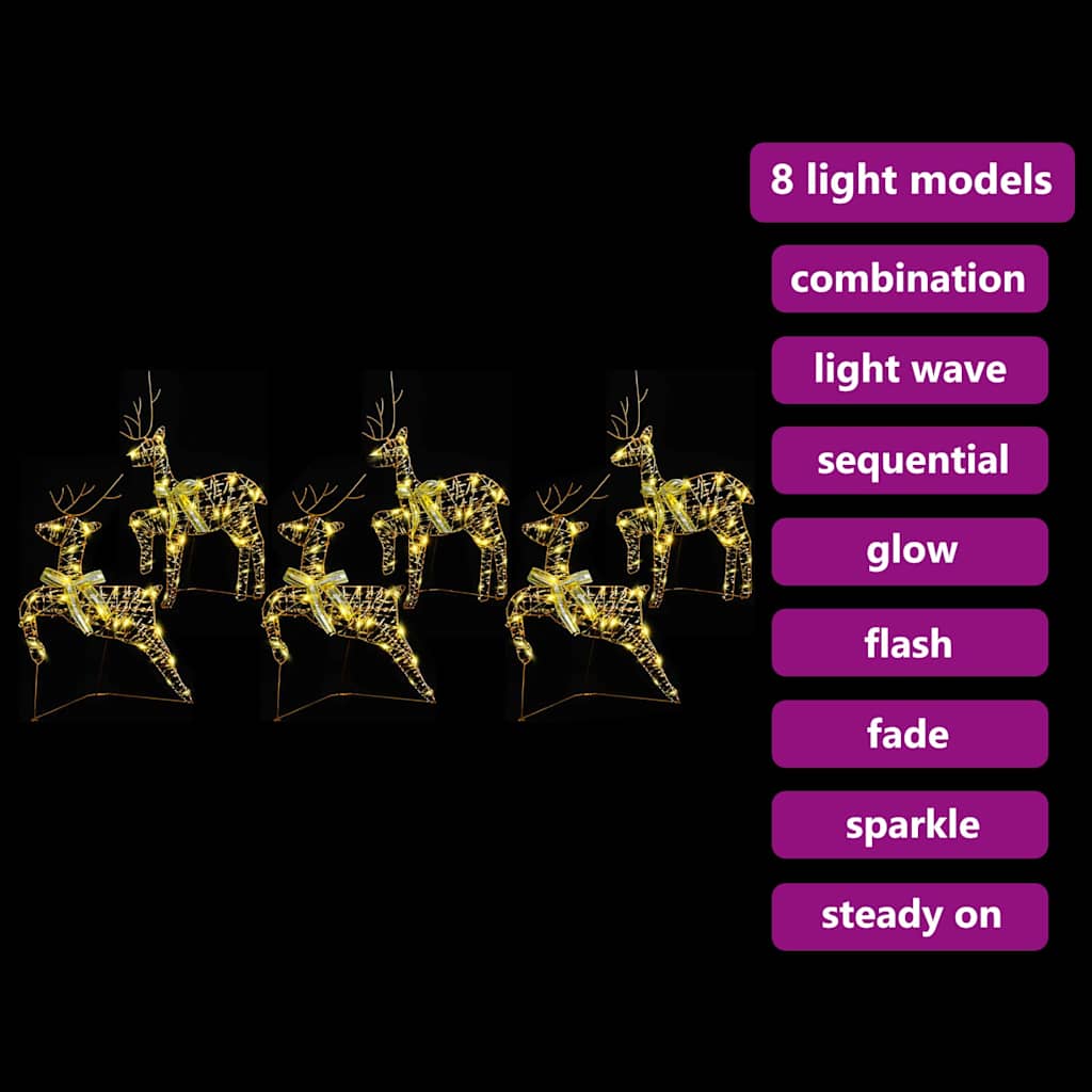 LED Rentiere 4 pcs Gold Stoff