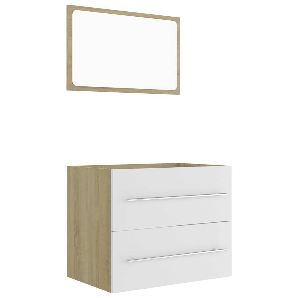 2-tlg. Badmöbel-Set Weiß Holzwerkstoff