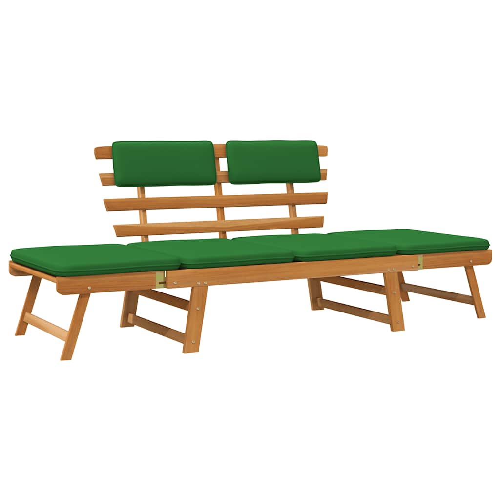 Gartenbank mit Auflagen 2-in-1 190 cm Grau Massivholz Akazie