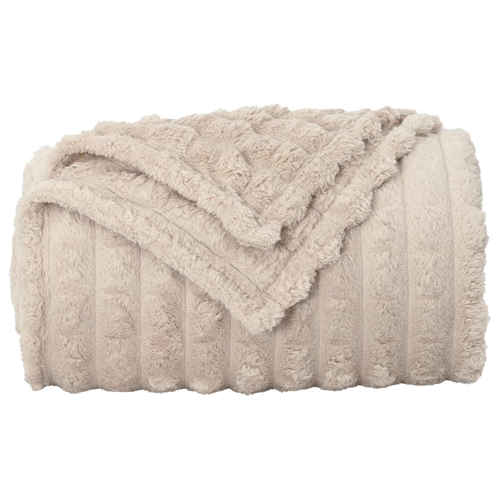 Überwurfdecke Beige 150 x 130 cm Fleece