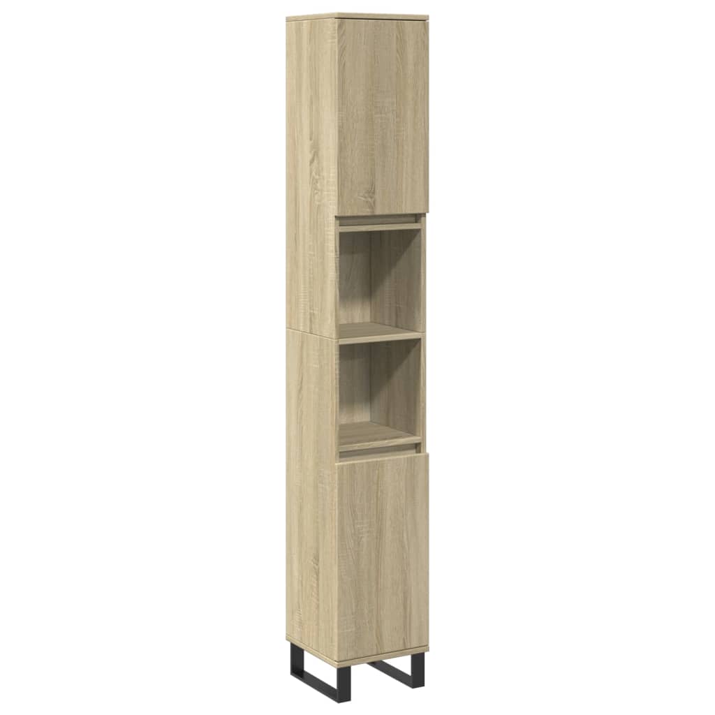 3-tlg. Badmöbel-Set Räuchereiche Holzwerkstoff