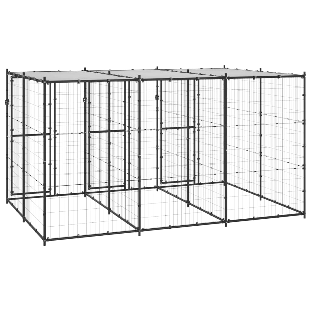 Outdoor-Hundezwinger Stahl mit Überdachung 110x220x180 cm