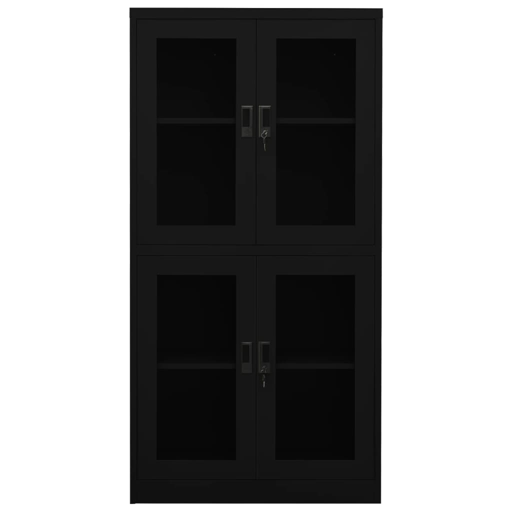Büroschrank Weiß 90x40x180 cm Stahl und Hartglas
