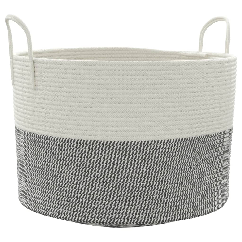 Aufbewahrungskorb Grau und Weiß Ø38x46 cm Baumwolle