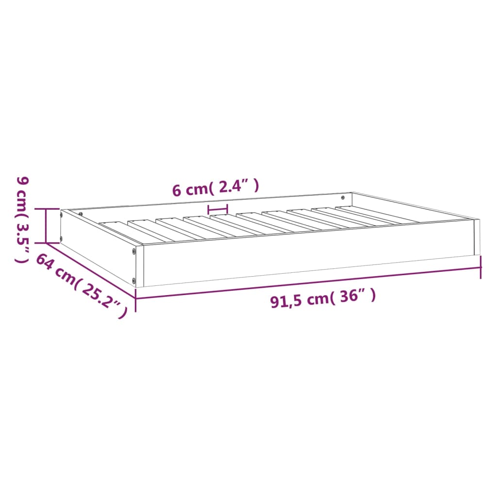 Hundebett 51,5x44x9 cm Massivholz Kiefer