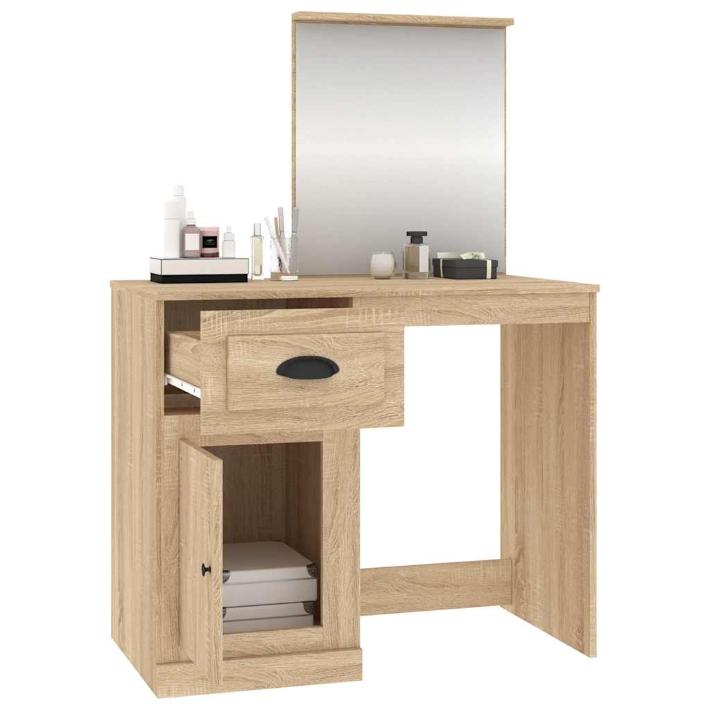 Schminktisch mit Spiegel Weiß 90x50x132,5 cm Holzwerkstoff