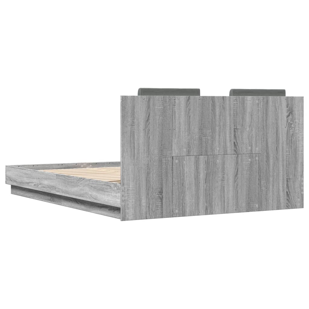 Bettgestell mit Kopfteil Grau Sonoma 180x200 cm Holzwerkstoff