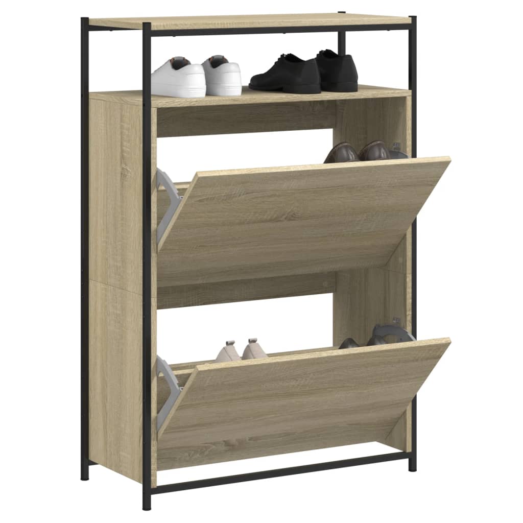 Schuhschrank mit 4 Klappen Sonoma-Eiche 100x34x112 cm