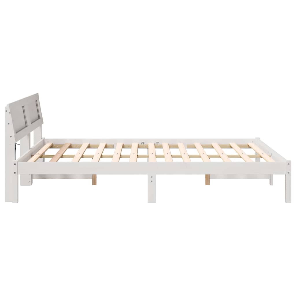 Bettgestell mit Kopfteil Braun 200 x 200 cm Massivholz Kiefer