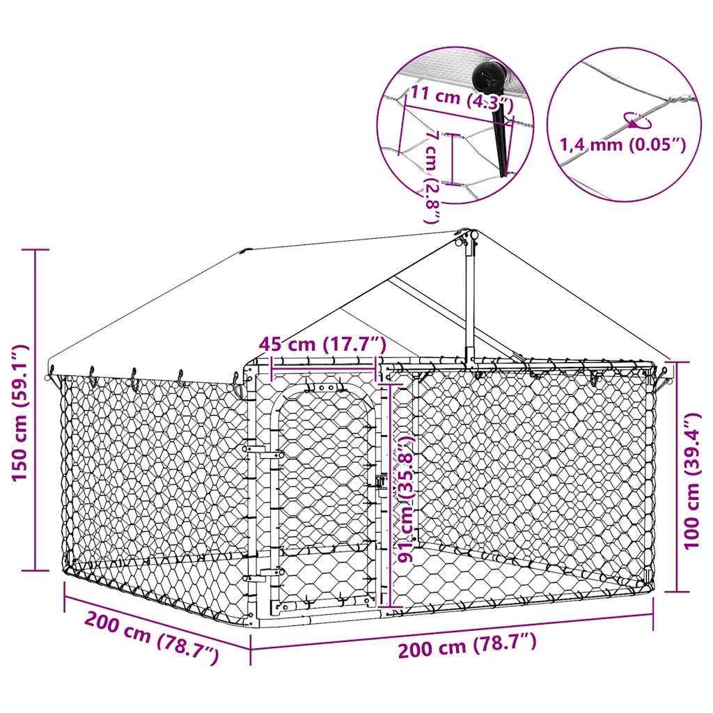 Outdoor-Hundezwinger mit Dach 400x200x150 cm