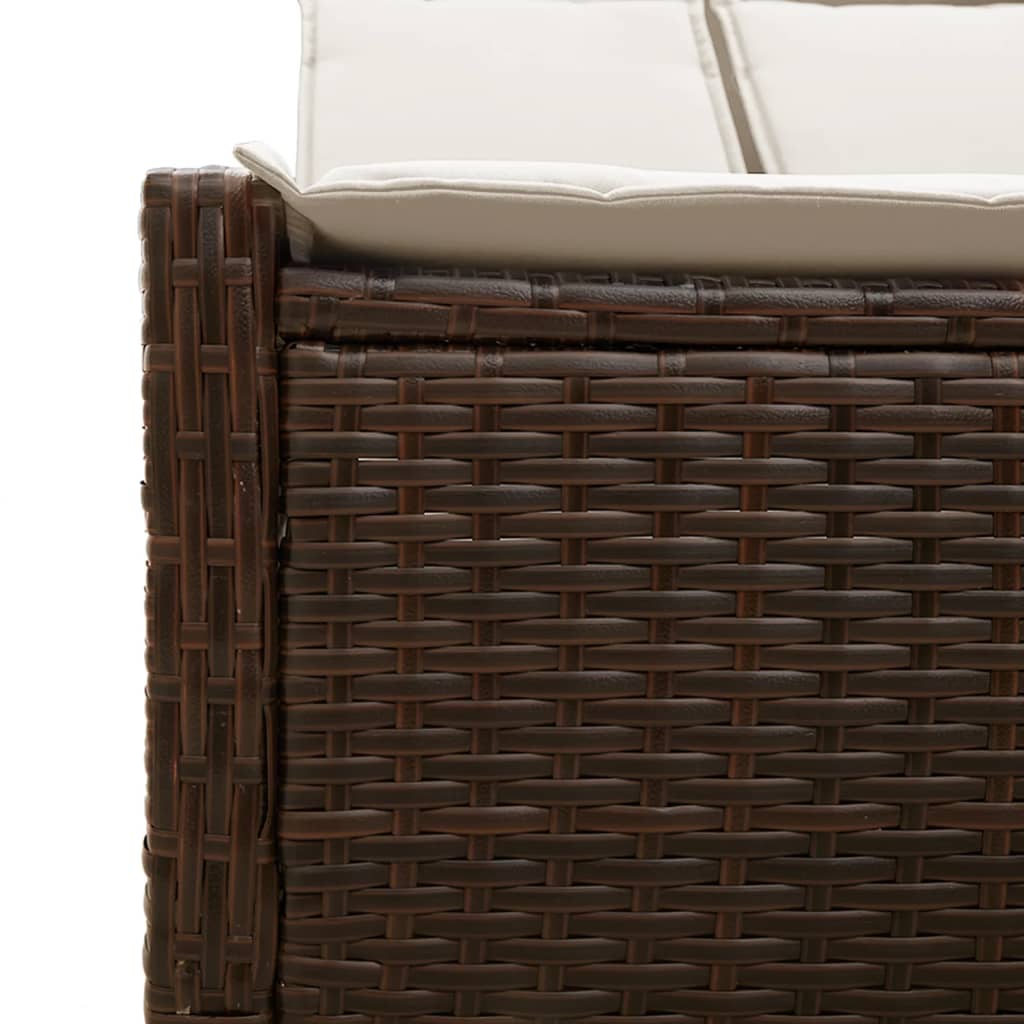 Doppel-Sonnenliege mit Kissen Schwarz Poly Rattan