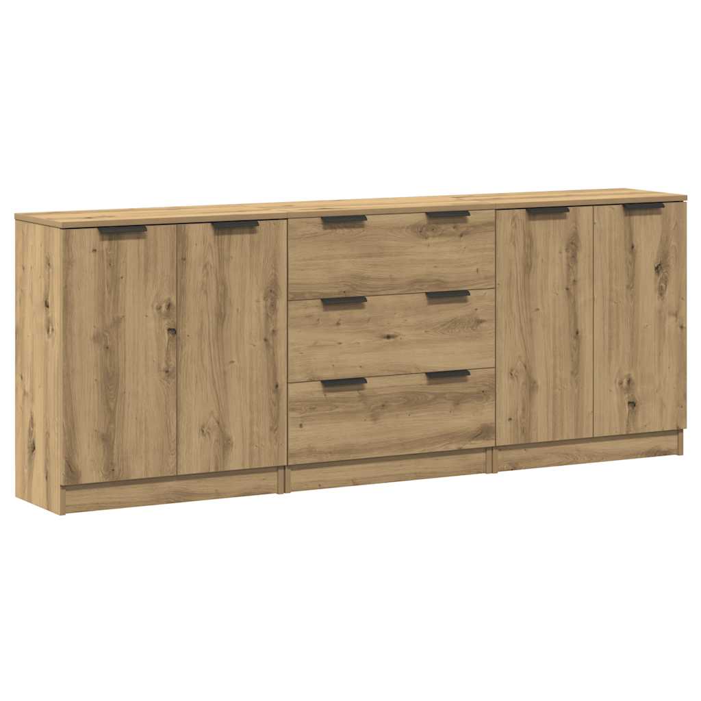 3-tlg. Sideboards Weiß Holzwerkstoff