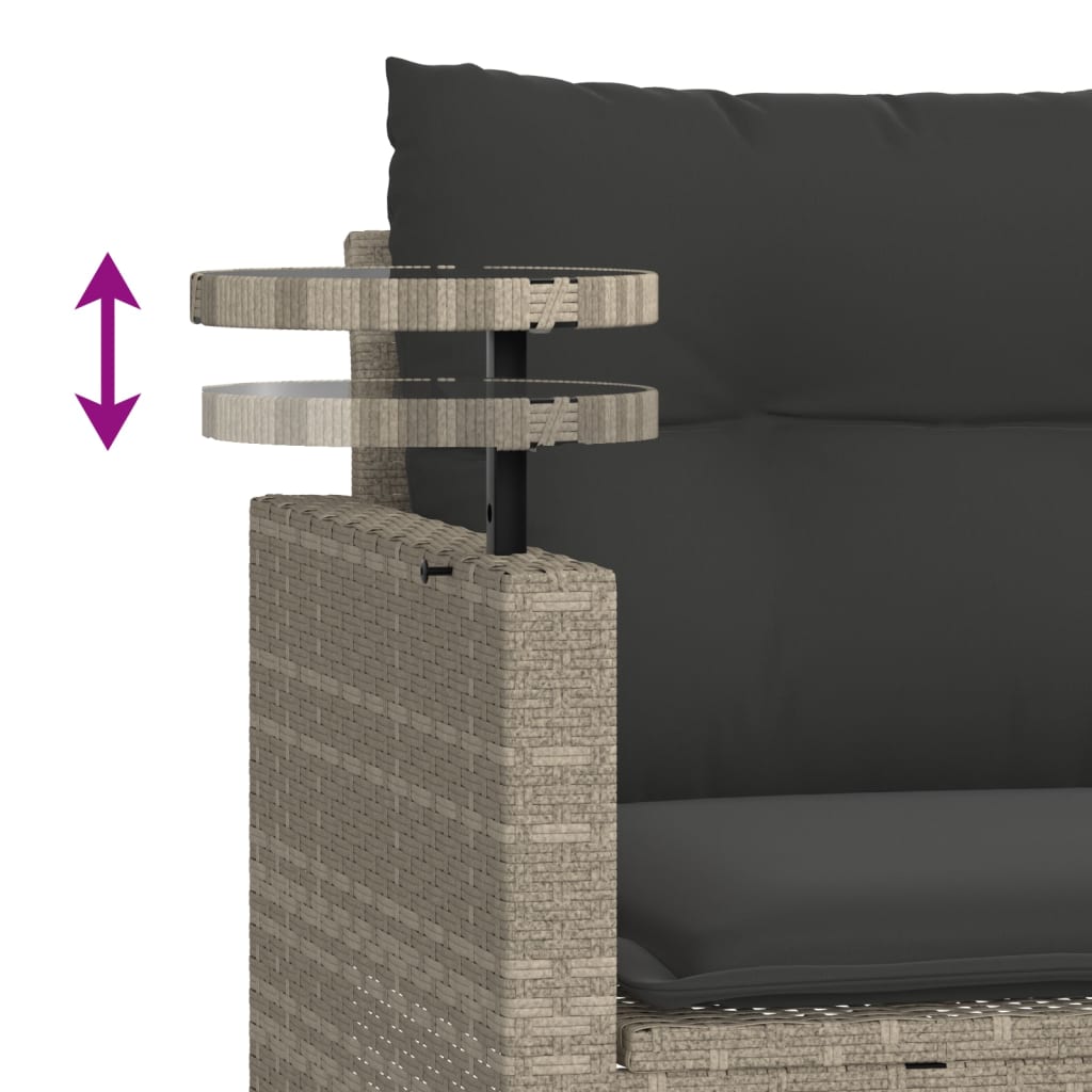 3-tlg. Garten-Sofagarnitur mit Kissen Schwarz Poly Rattan